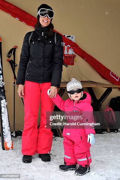 Princess Marie of Denmark and Princess Athena of Denmark meet the press, whilst on skiing holiday in Villars on February 13, 2014 in...