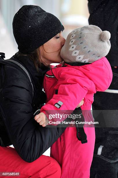 Princess Marie of Denmark and Princess Athena of Denmark meet the press, whilst on skiing holiday in Villars on February 13, 2014 in...