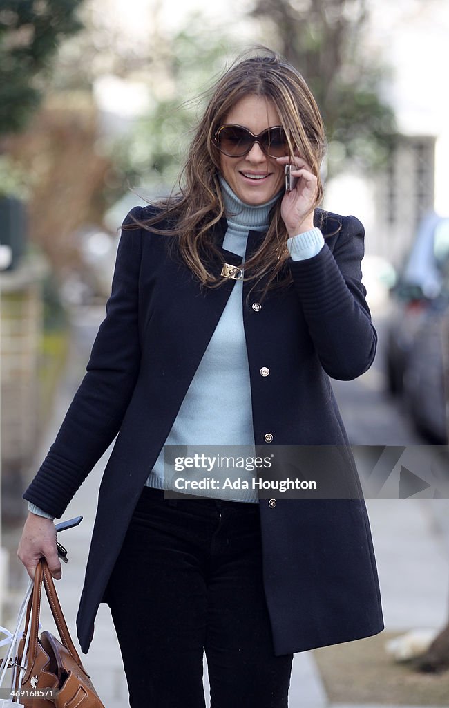 Liz Hurley Sightings In London - February 13, 2014