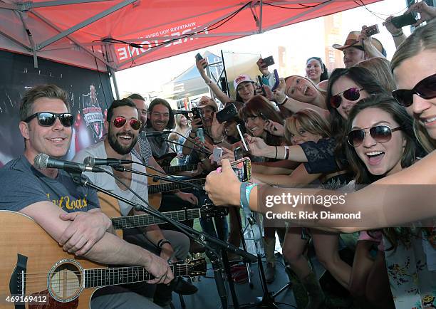 Country Rock Group Old Dominion, Trevor Rosen, Matthew Ramsey, Brad Tursi and Geoff Sprung perform at Destination Country presented by Firestone...