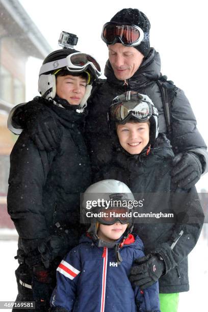 Prince Nikolai of Denmark, Prince Joachim of Denmark, Prince Felix of Denmark and Prince Henrik of Denmark meet the press, whilst on skiing holiday...