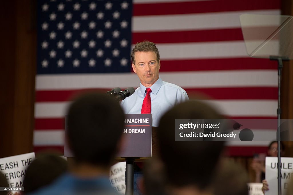 Rand Paul Holds Campaign Rally In Iowa City