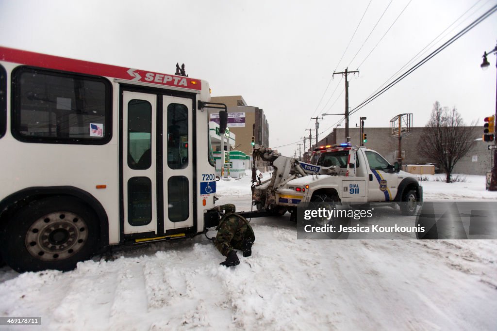 Winter Storm Brings Snow And Sleet To Philadelphia