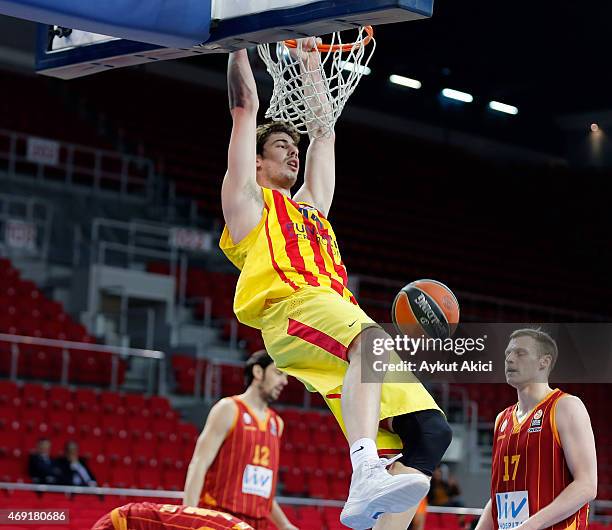 Ante Tomic, #44 of FC Barcelona in action during the Turkish Airlines Euroleague Basketball Top 16 Date 14 game between Galatasaray Liv Hospital...