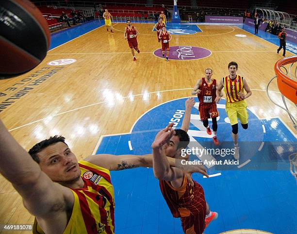 Bostjan Nachbar, #34 of FC Barcelona in action during the Turkish Airlines Euroleague Basketball Top 16 Date 14 game between Galatasaray Liv Hospital...