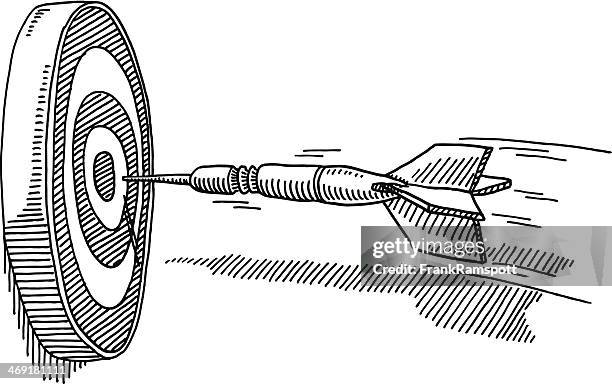 flying dart success target drawing - speed motion lines to the middle stock illustrations