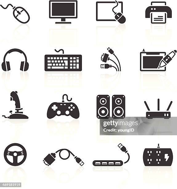 bildbanksillustrationer, clip art samt tecknat material och ikoner med computer peripherals icons - network cable icon