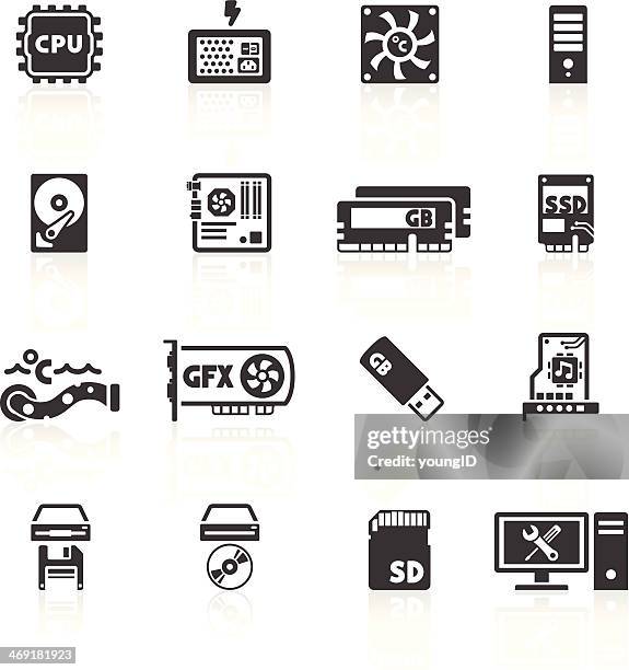 computer components icons - ssd stock illustrations