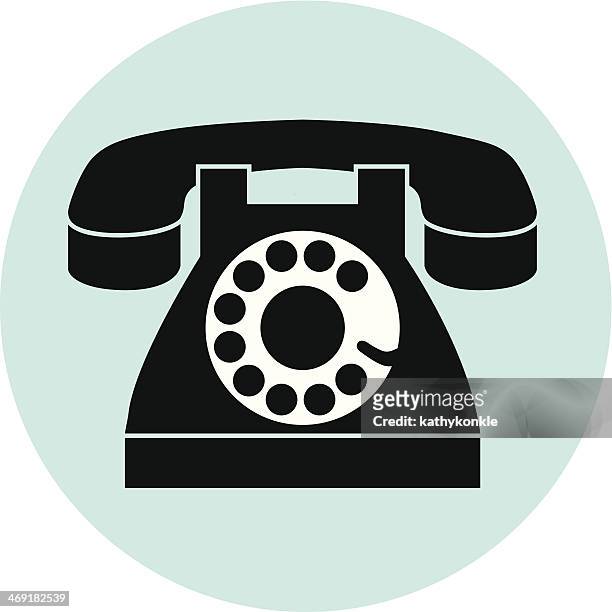 rotary dial telephone on blue circle - telephone dial stock illustrations