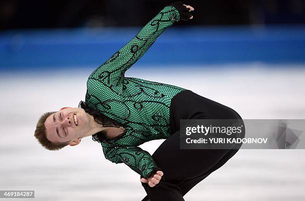 Italy's Paul Bonifacio Parkinson performs during the Men's Figure Skating Short Program at the Iceberg Skating Palace during the Sochi Winter...