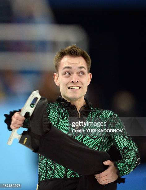 Italy's Paul Bonifacio Parkinson performs during the Men's Figure Skating Short Program at the Iceberg Skating Palace during the Sochi Winter...