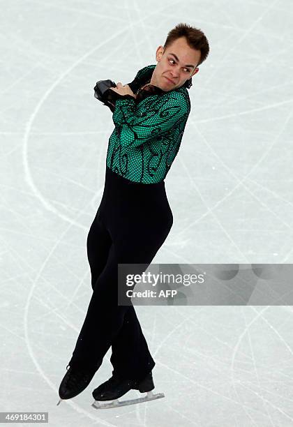 Italy's Paul Bonifacio Parkinson performs during the Men's Figure Skating Short Program at the Iceberg Skating Palace during the Sochi Winter...