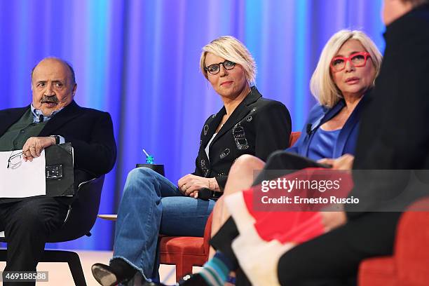 Maria De Filippi attends the 'Maurizio Costanzo Show' TV show at De Paolis' Studios on April 10, 2015 in Rome, Italy.