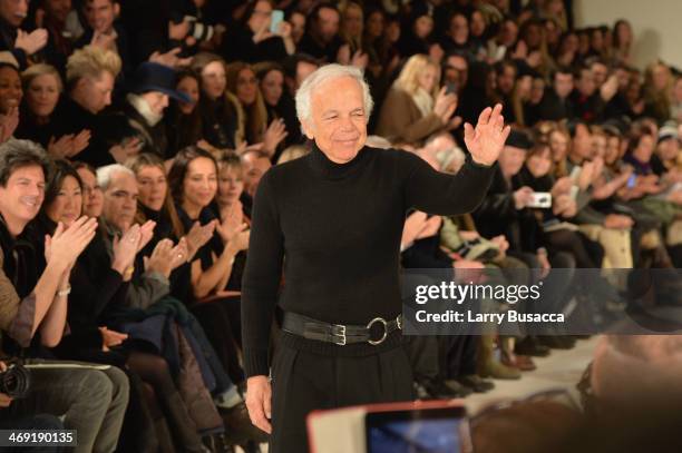 Designer Ralph Lauren attends the Ralph Lauren fashion show during Mercedes-Benz Fashion Week Fall 2014 at St. John Center Studios on February 13,...