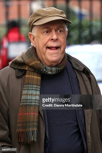 Actor Clive Swift attends the funeral of actor Roger Lloyd-Pack at St Paul's Church on February 13, 2014 in London, England.