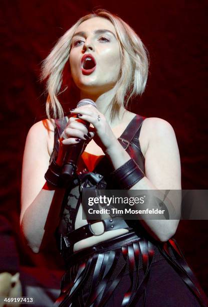 Perrie Edwards of Little Mix perform in support of the group's "Salute" release at SAP Center on February 11, 2014 in San Jose, California.