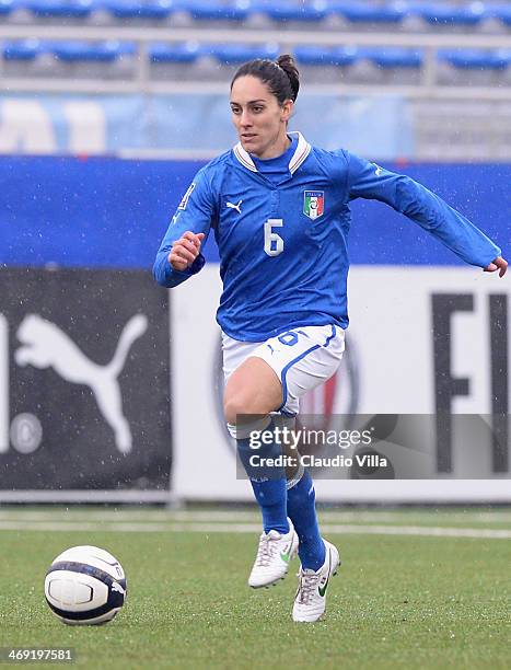 Giulia Domenichetti of Italy in action during the FIFA Women's World Cup 2015 group 2 qualifier match between Italy and Czech Republic at Silvio...