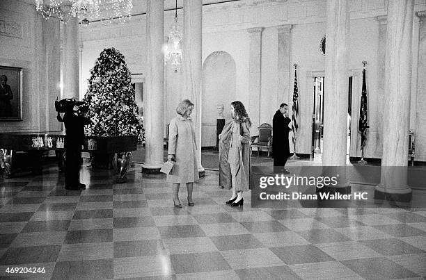 Hillary Rodham Clinton and Chelsea Clinton are photographed for Time Magazine getting ready for President Clinton's second inaugural on January 20,...