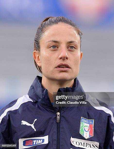 Raffaella Manieri of Italy before playing the FIFA Women's World Cup 2015 group 2 qualifier match between Italy and Czech Republic at Silvio Piola...