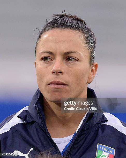 Sandy Iannella of Italy before playing the FIFA Women's World Cup 2015 group 2 qualifier match between Italy and Czech Republic at Silvio Piola...