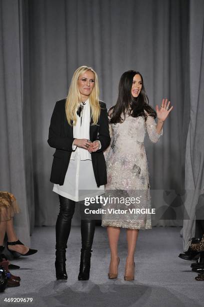 Keren Craig and Georgina Chapman walk the runway during the Marchesa Ready to Wear Fall/Winter 2014-2015 show during Mercedes-Benz Fashion Week Fall...