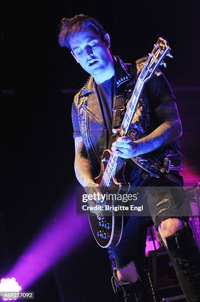 Jack Fowler from Sleeping with Sirens performs on stage at The Forum on April 10, 2015 in London, United Kingdom.