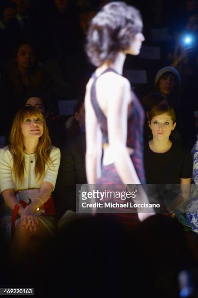 Musician Keren Ann and actress Anna Kendrick attend the J. Mendel fashion show during Mercedes-Benz Fashion Week Fall 2014 at The Theatre at Lincoln...