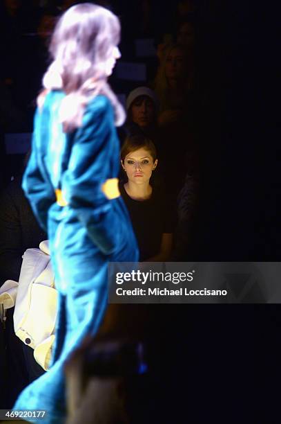 Actress Anna Kendrick attends the J. Mendel fashion show during Mercedes-Benz Fashion Week Fall 2014 at The Theatre at Lincoln Center on February 13,...