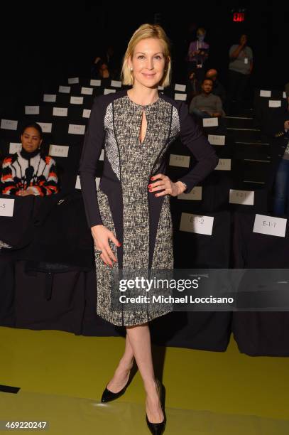 Actress Kelly Rutherford attends the J. Mendel fashion show during Mercedes-Benz Fashion Week Fall 2014 at The Theatre at Lincoln Center on February...