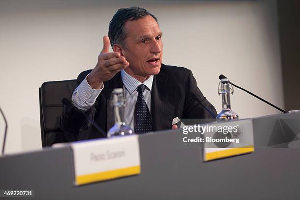 Giuseppe Recchi, chairman of Eni SpA, speaks during a news conference following the company's 2014-2017 strategy presentation in London, U.K., on...