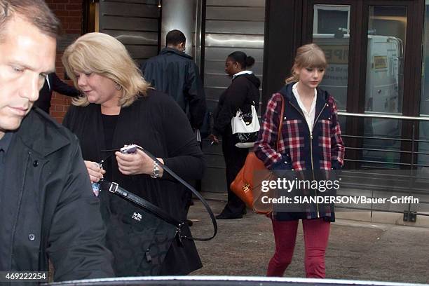 Taylor Swift and her mother Andrea Finlay are seen on October 05, 2012 in London, United Kingdom.