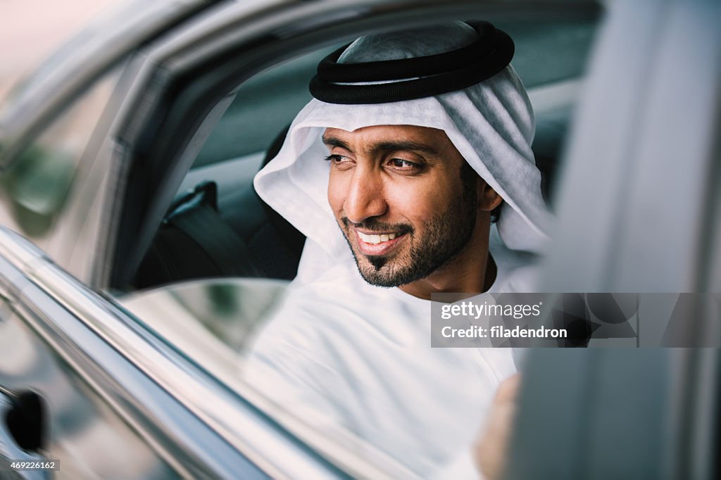 Arabic businessman in car