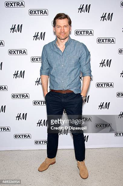 Nikolaj Coster-Waldau visits "Extra" at their New York Studios at H&M in Times Square on April 10, 2015 in New York City.