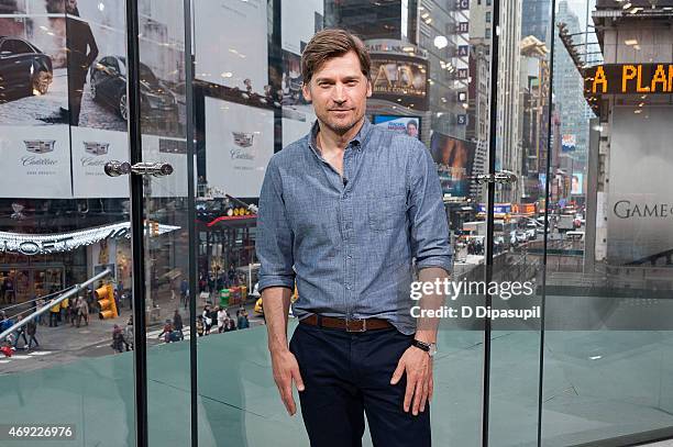 Nikolaj Coster-Waldau visits "Extra" at their New York Studios at H&M in Times Square on April 10, 2015 in New York City.