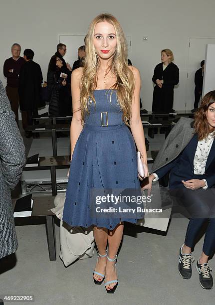 Harley Viera-Newton attends the Calvin Klein Collection fashion show during Mercedes-Benz Fashion Week Fall 2014 at Spring Studios on February 13,...