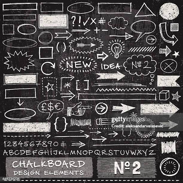 chalkboard design elements - chalk drawing stock illustrations