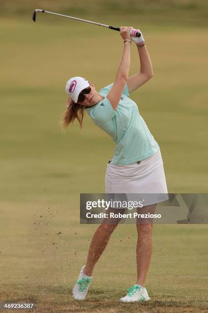 Paula Creamer of the United States plays a shot on the 11th hole during the second round of the ISPS Handa Women's Australian Open at The Victoria...