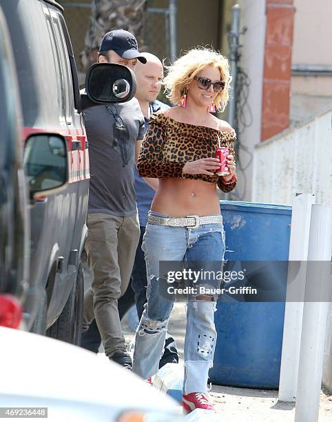 Britney Spears is seen on April 10, 2015 in Los Angeles, California.