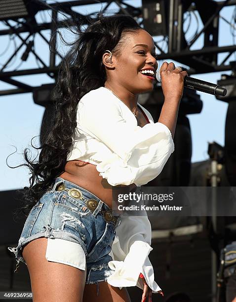 Recording artist Azealia Banks performs onstage during day 1 of the 2015 Coachella Valley Music & Arts Festival at the Empire Polo Club on April 10,...