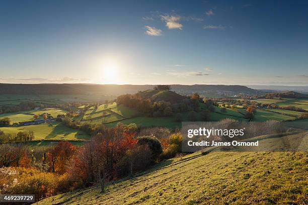 autumn view from uley bury. - cotswolds stock pictures, royalty-free photos & images