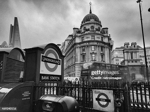 bank station, london underground - black and white taxi stock pictures, royalty-free photos & images