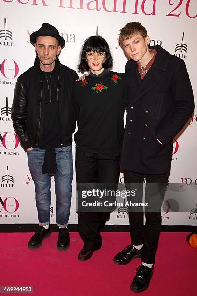 Spanish designer David Delfin , Bimba Bose and Charlie Centa attend the "Yo Dona" magazine party at the Barcelo Theater on February 13, 2014 in...