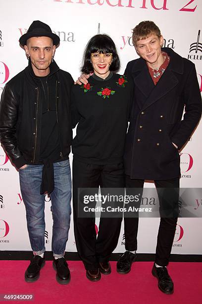 Spanish designer David Delfin , Bimba Bose and Charlie Centa attend the "Yo Dona" magazine party at the Barcelo Theater on February 13, 2014 in...