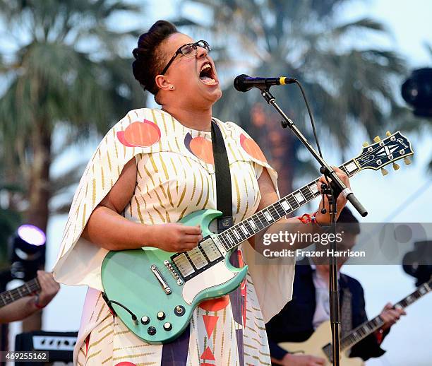 Musician Brittany Howard of Alabama Shakes performs onstage during day 1 of the 2015 Coachella Valley Music & Arts Festival at the Empire Polo Club...