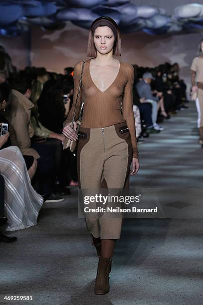 Kendall Jenner walks the runway at the Marc Jacobs fashion show during Mercedes-Benz Fashion Week Fall 2014 at the New York State Armory on February...