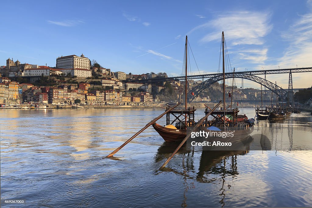 Typical boats of the Douro River in Oporto