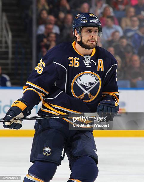 Patrick Kaleta of the Buffalo Sabres skates against the Toronto Maple Leafs on April 1, 2015 at the First Niagara Center in Buffalo, New York.