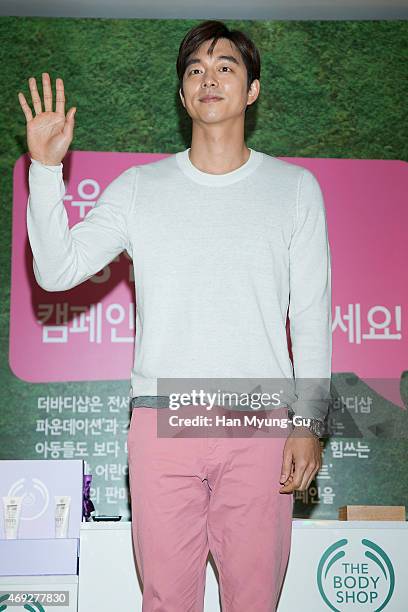 South Korean actor Gong Yoo attends the autograph session For 'The Body Shop' on April 10, 2015 in Seoul, South Korea.