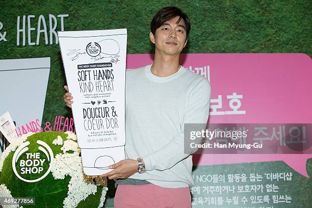 South Korean actor Gong Yoo attends the autograph session For 'The Body Shop' on April 10, 2015 in Seoul, South Korea.