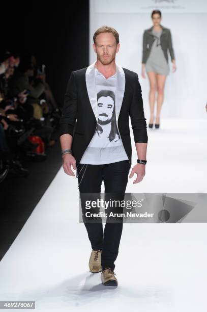 Ian Ziering walks the runway at the FLT Moda + Art Hearts Fashion show presented by AIDS Healthcare Foundation during Mercedes-Benz Fashion Week Fall...